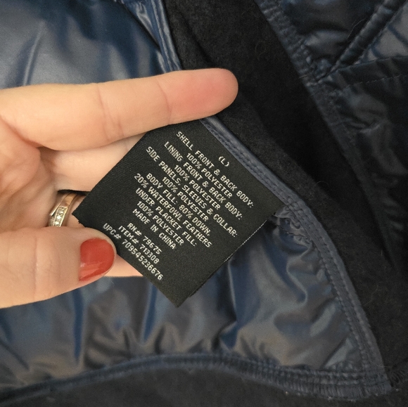 London Fog Women's Size Large Jacket Blue Puffer Sweater Down Thumbholes - Picture 4 of 13